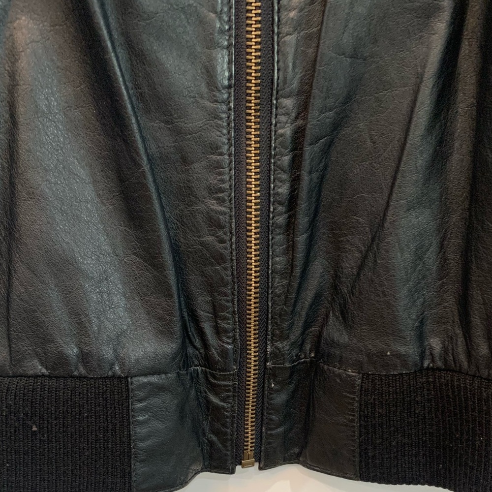 Brandon Thomas Black Leather Bomber Jacket woman’s size M - Picture 4 of 5